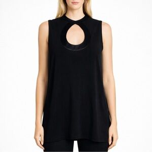 ALEXIS black sleeveless  top with cut out circle size Medium